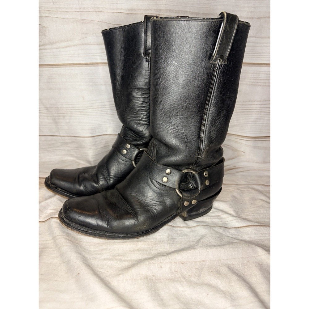 Vintage Code West Harness Boots Mens 10.5 Black Leather Engineer Motorcycle USA